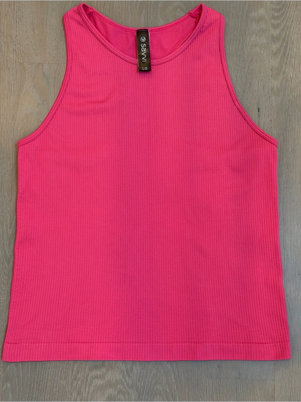 Women's Hot Pink racer back Ribbed Tank Top, Savvi, like new, size L